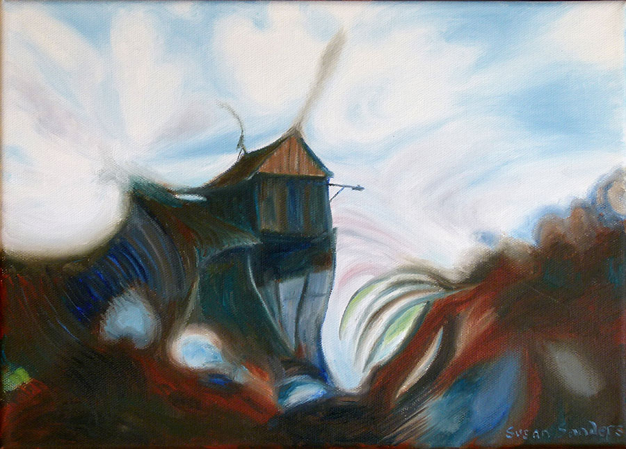 Hopper - Oil on canvas - Abstract Landscape - by Susan Sanders