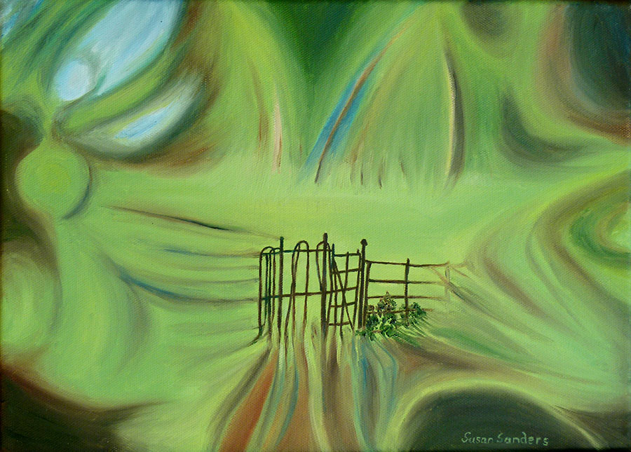 Kissing Gate - Oil on canvas - Abstract Landscape - by Susan Sanders