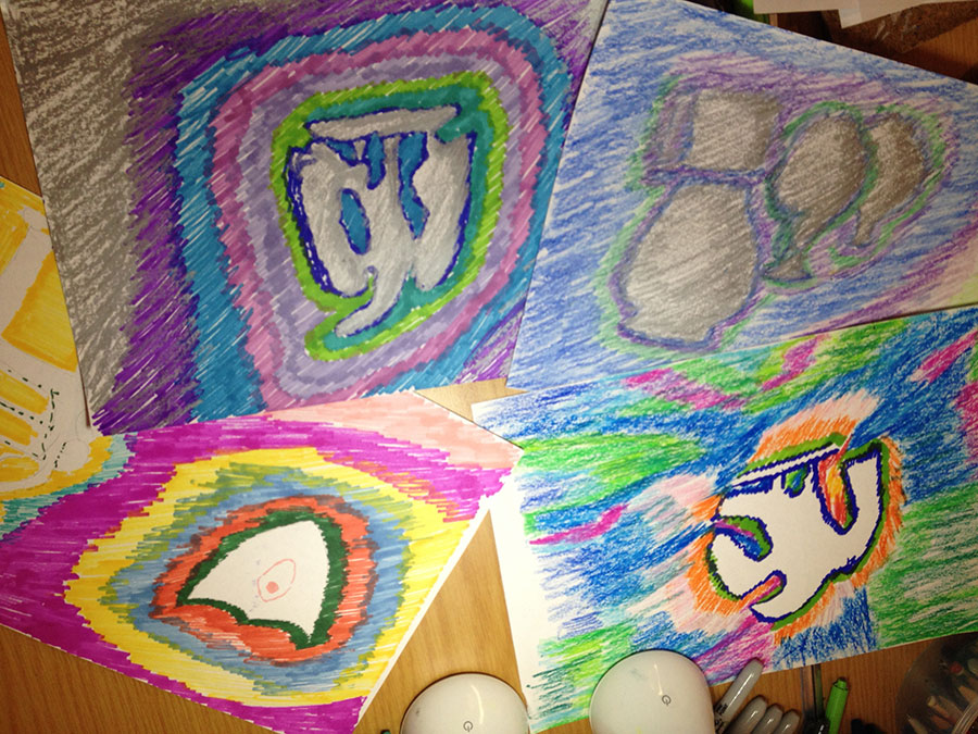 Royston Museum - student drawing group work artefacts - Susan Sanders